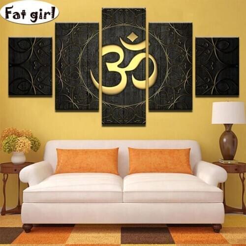 5D diy religious Diamond Painting Mosaic embroidery Golden symbol cross stitch full square round manual Crafts Wholesale sale