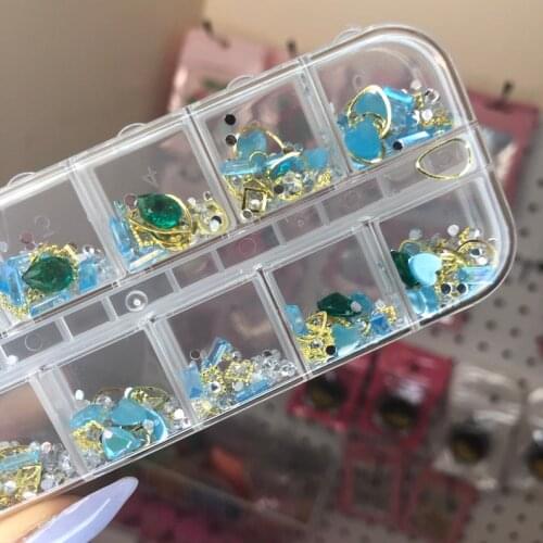 6Color/12grid Rivet Pearl Diamond Glass Rhinestone/Nail Art 12 Bars /Rivet/Pearl/River Diamond/Glass Diamond/Mixed Nail Sticker