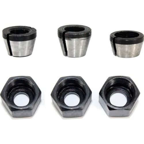 Collet Chuck Adapter with Screw Nut High Precision Adaptor for Engraving Trimming Machine Electric Router Bits 6/6.35/8mm