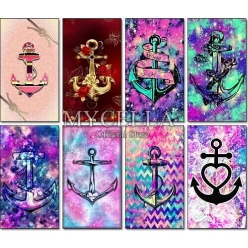 Diy Diamond Embroidery Colorful flowers Diamond Mosaic Retro Anchors Diamond Painting Cross Stitch Home Decorative Wall Sticker