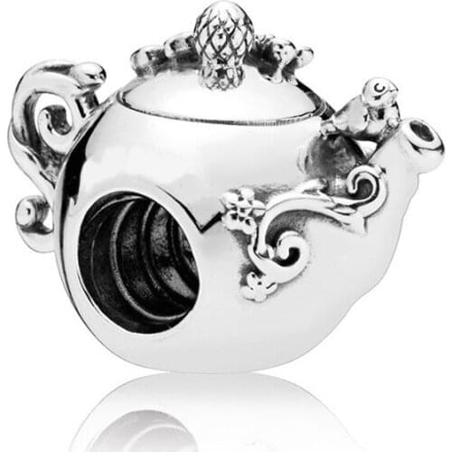 Authentic 925 Sterling Silver Bead Enchanted Tea Pot Charm Fit Fashion Women Pandora Bracelet Bangle Gift DIY Jewelry