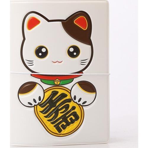 PVC Leather Cartoon Fortune cat ID Card Bag Credit Card Holder,Travel 3D Business Porte Carte Simple Passport Cover for travel