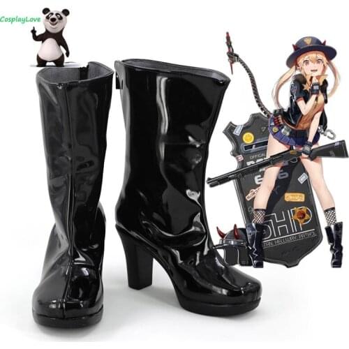 CosplayLove Girls Frontline M870 Black Shoes Cosplay Long Boots Leather Custom Hand Made