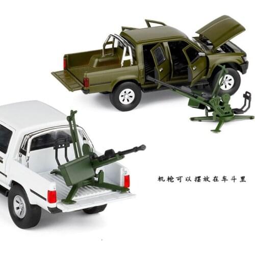 Childrens toys die-cast metal electric car model flashback 1:32 Hilux armed pickup Truck acousto-optic Military Vehicle Model