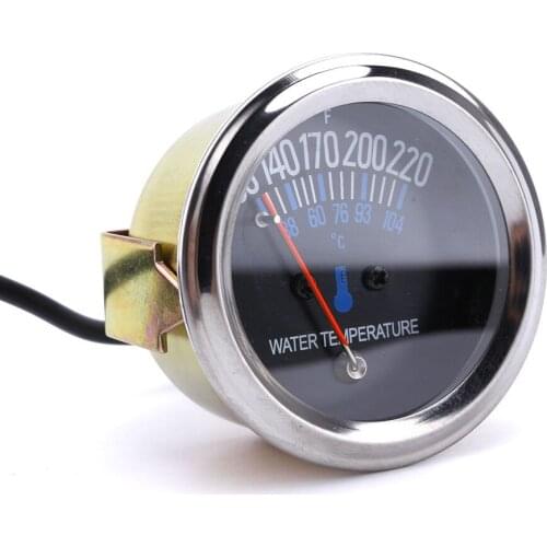 Engine Meter Auto DC 12V Mechanical 38-104℃ 52mm Pointer Universal Round Car Yellow Light Water Temperature Gauge Instrument
