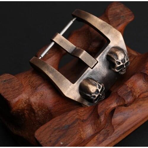 Double Skull Buckle, 24MM 26MM Bronze Buckle Cusn8 Casting Buckle Suitable For Bronze Watch Buckle Leather Strap Buckle