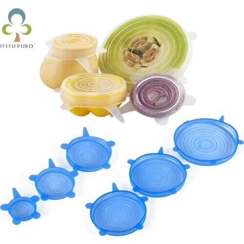 6Pcs/set Stretchable multifunctional fruit and vegetable silicone fresh-keeping cover Refrigerator sealed cling film YJN