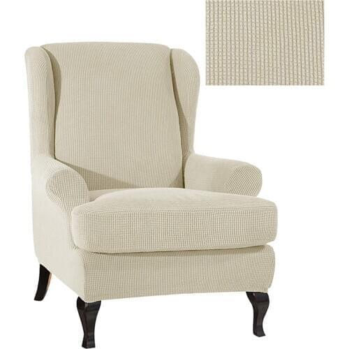 Fleece Elastic Armchair Cover Wing Back Chair Cover Stretch Slipcover for Armchair Wingback Armrest Chair Cover Protector