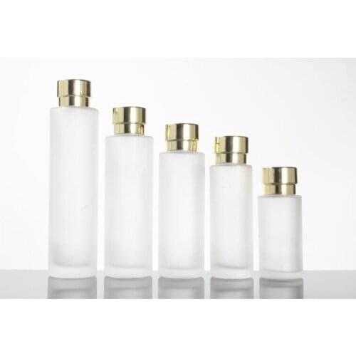 80ML Empty Green/Frosted/White Glass Bottle with Gold Lid,Travel Portable Cosmetic Container For Sprayer Perfume/Lotion Bottle