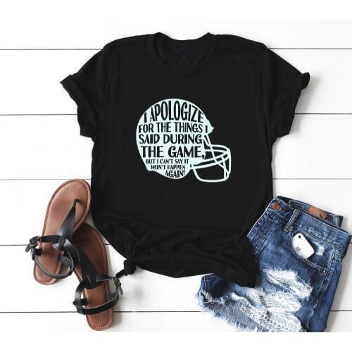 Funny Slogan Women Unisex Casual Aesthetic Tumblr T-shirt Goth Tees I Apologize for The Things I Said During The Game Mom Shirt