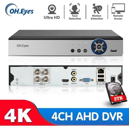 H265+ 4K 8MP 4 Channel 6 in 1 Hybrid WIFI TVi CVI NVR AHD CCTV DVR Surveillance Video Audio Recoder