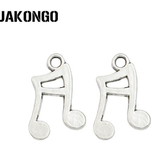 JAKONGO Antique Silver Plated Music Note Charm Pendant for Making Earrings Jewelry Accessories Craft DIY 18x12mm 30Pcs/lot