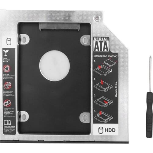 KEBIDU Aluminum Second HDD Caddy 12.7MM 2.5 2nd Ssd Hd SATA Hard Disk Drive SSD Case Adapter Bay for Notebook CD-ROM OptiBay