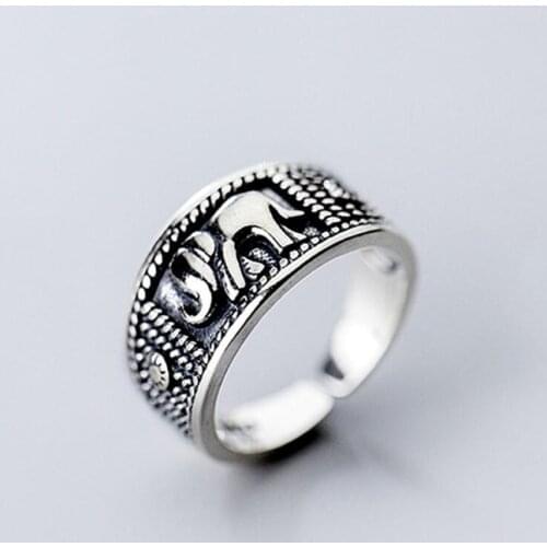 Sole Memory Retro Baby Elephant Thai Silver Creative Cute Sweet 925 Sterling Silver Female Resizable Opening Rings SRI339