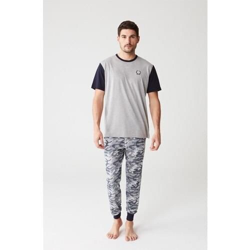 Mode Collection 3251 Male Sleepwear Set-Gray Melange
