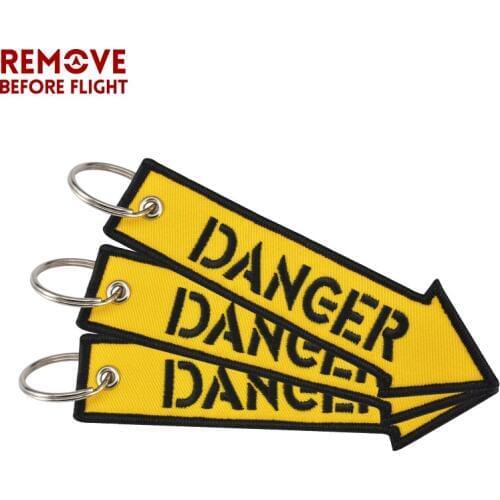 5 PCS/LOT Fashion Jewelry Key Chain Arrow Shape Keychain for Motorcycles and Cars Key Tag Cool Embroidery Danger Chain Keychain