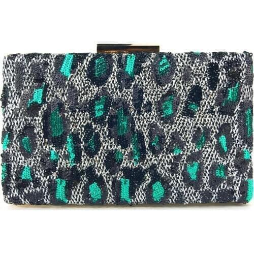 Fashion Design Leopard Day Clutch Wallet ChainMessenger Bag Sequined Embroidery Evening Bag Party Purse Ladies Elegant Handbags