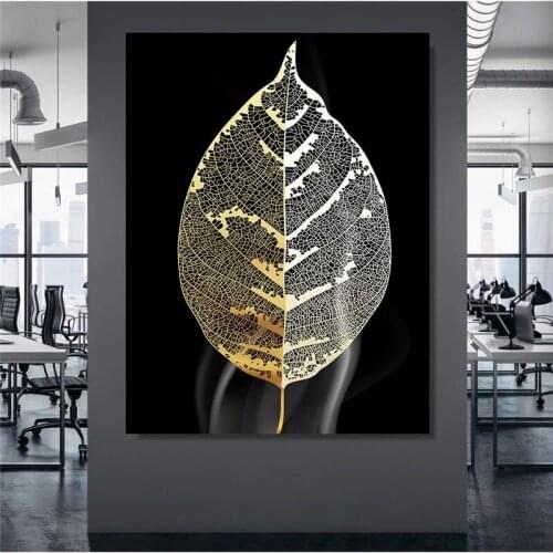 HD Print Modular Gold Leaf Picture Beautiful Absract Fog Canvas Painting Poster For Living Room Home Decor Wall Art Framework