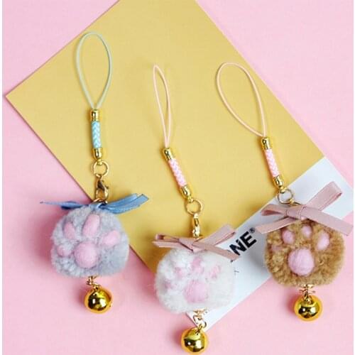 New Cute Dog Pet Paw Doll Key Chains Car Keys Holder Bag Pendant Charms Keychains Plush Stuffed Mobile Phone Lanyard Couple Gift