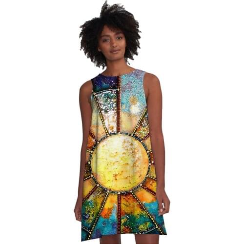 2021 summer new casual collocation sleeveless strap dress ladies party sexy 3D color printing dress