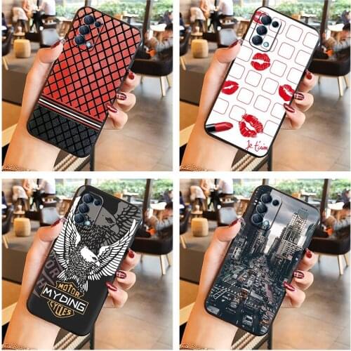 For Woman New Phone Case For OPPO Reno5 4G For Man Fashion For Girls Glitter Black Case For Boy