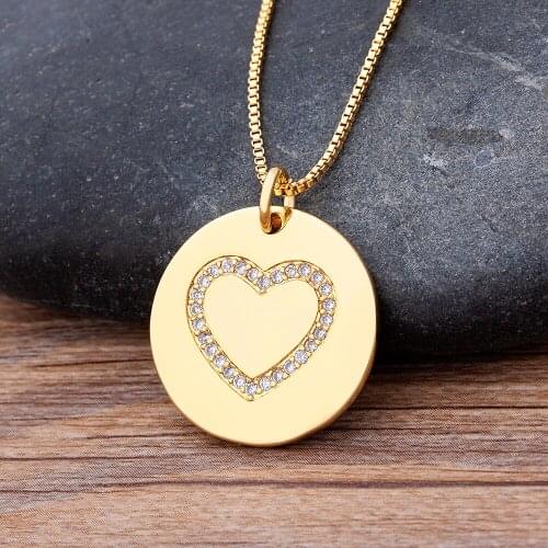 New Arrival Fashion Women Neck Chain Streetwear Casual Round Pendant Necklace Crystal Love Design for Gridfriend Sister Gift