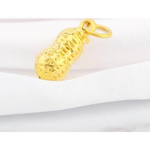 New Arrival 24K Yellow Gold Pendant Women 999 Gold Peanut Pendant 0.76g