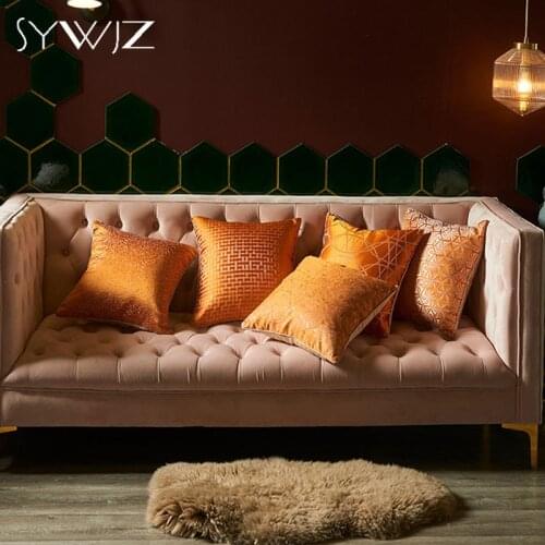 Orange Geometric Cushion Cover Modern Fashion Pillow Case Home Decor Sofa Chair Bedroom Decorative Throw Pillows Free Shipping