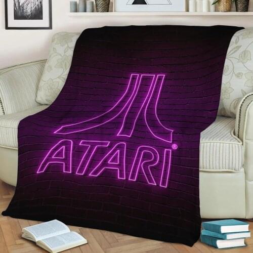 Atari Neon Logo 3D Print Plush Blanket Throw On Sofa Home Decor Soft Warmth Washable Nap Blanket Dropshipping