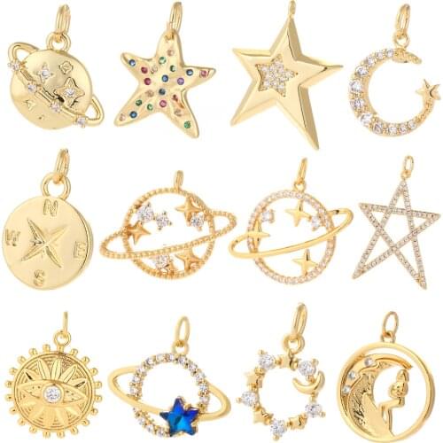 Star Pendant Charms for Jewelry Making Cute Polaris Design Charm Jewelry Charms for Earrings Necklace Bracelet Make Copper