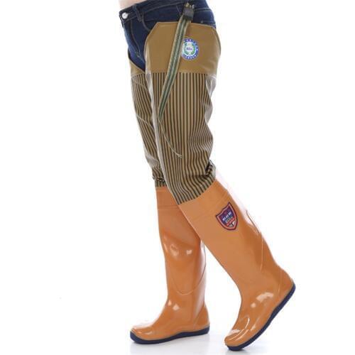 Fishing Waders Soft Waterproof Amphibious Shoes Over the knee rubber boots 0.7mm PVC Pants One-piece Garden Mud Car Wash Farm