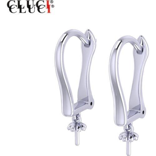 CLUCI 925 Silver Drop Earrings Fine Jewelry Pearl Earrings Mounintgs for Women Luxury Silver 925 Drop Earrings SE108SB