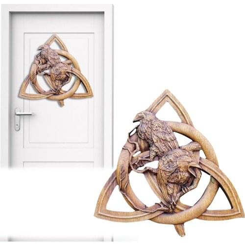 Norse Pagan Gods Carving Heathen Wood Wall Hanging Decor Creative Art Door Pendants Outdoor Garden Crafts Decoration For Yard