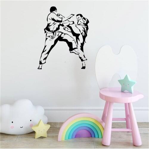 Sports Wall Sticker Karate Martial Combat Fighter Wall Decal Revocable for Home Decor For Boys Room Vinyl dw11335
