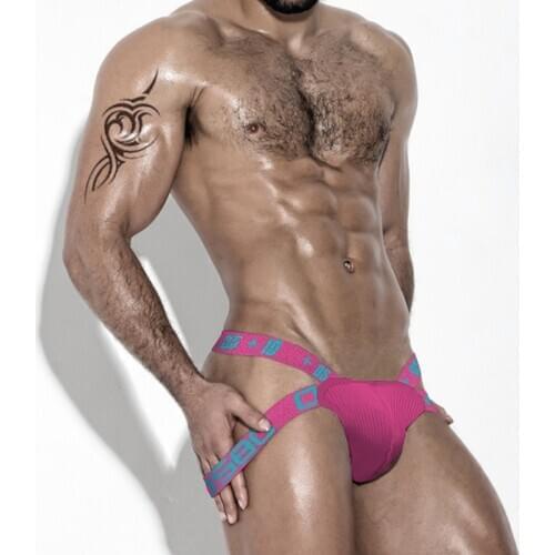 Sports Men Underwear Low Waist Pink Color Cross Strap Men Thong Cotton Sexy Gay Jockstrap Cotton Male Panties Cueca Tanga Hombre