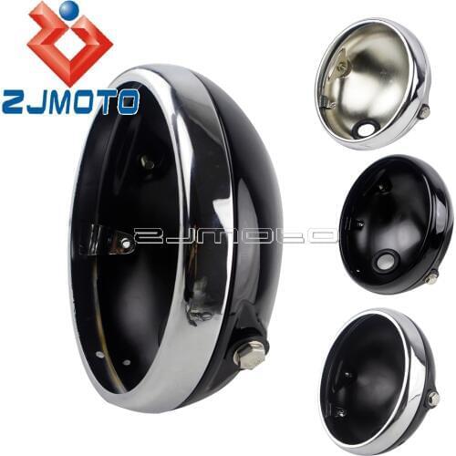 Universal Chrome Ring Motorcycle 7" Round Headlight LED Light Bulb Bucket For Harley Headlight Custom Headlamp Housing Shell