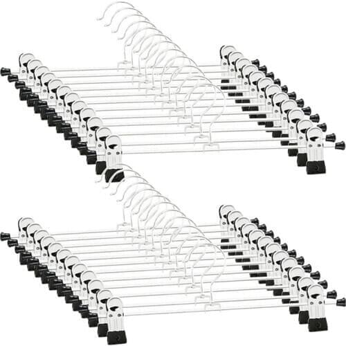 24 PCS Skirt Hangers with Clips, Pants Hanger Metal Pant Hangers Space Saving for Pants Skirts Clothes