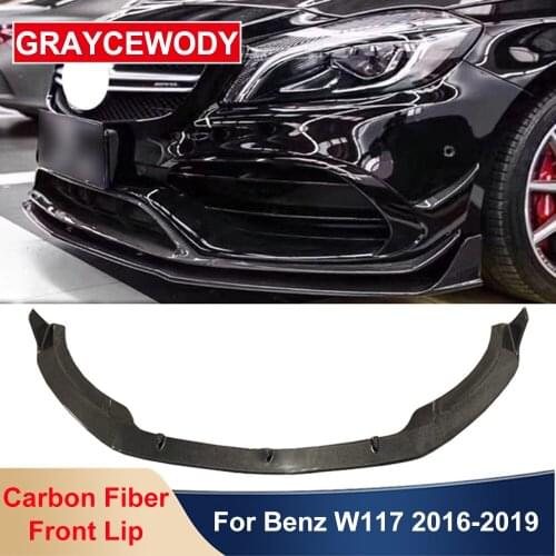 W117 Carbon Fiber Front Lip Bumper Diffuser Shovel For Mercedes Benz CLA45 W117 AMG A45 Sport Model Car Styling 2016-2019