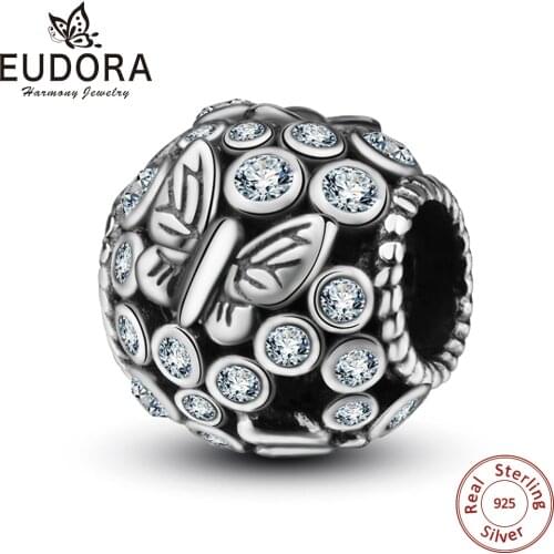 Eudora 925 Sterling Silver New Butterfly Silver Color Charms Women DIY Fashion Jewelry Necklace Fine Jewelry for girl DIY CYZ028
