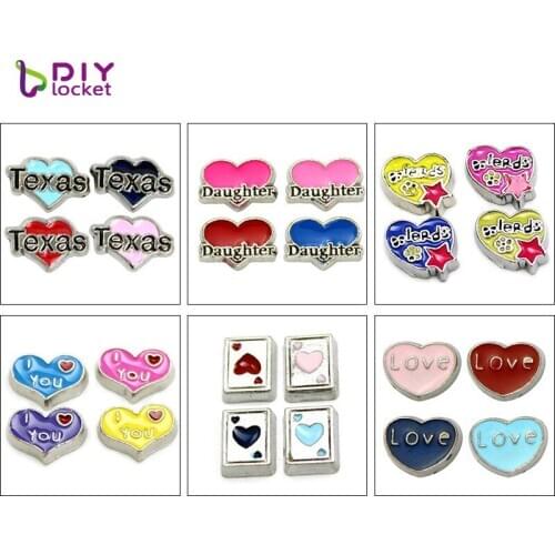 10PCS Heart Floating charms Zinc Alloy Fit Glass Floating lockets & Floating locket bracelet charms LSFC06-603
