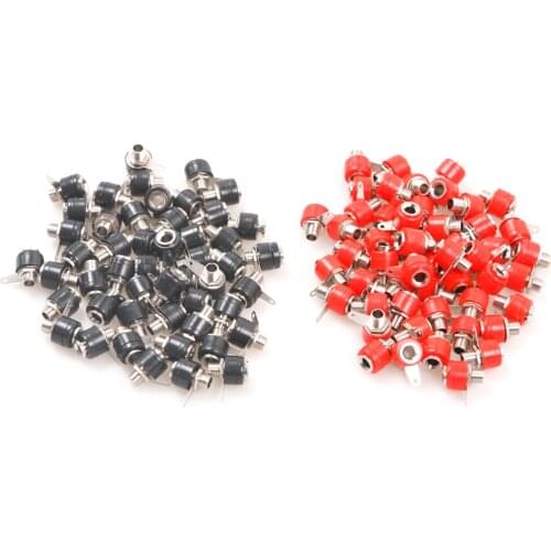 100Pcs Red and Black 4mm Banana Panel Socket Test Probe Binding Post Nut Plug Jack Connector