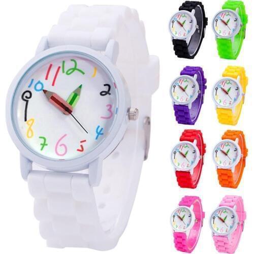2019Fashion Children Kids Arabic Numerals Pencil Analog Display Quartz Wrist Watch Kids Children relogio digital horloges mannen