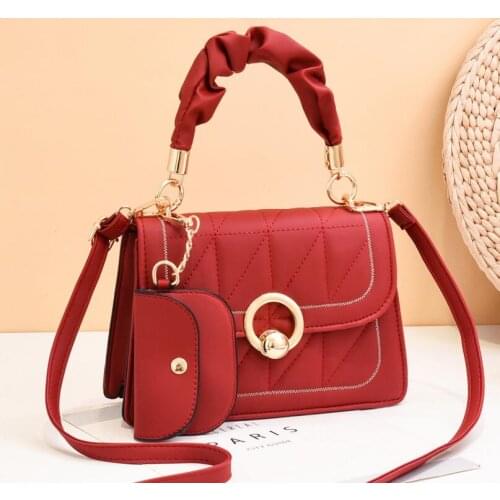2021 New Solid Color Female Bag Buckle PU Leather Handbag Fashion Clamshell Small Square Bag High Quality One-shoulder Small Bag