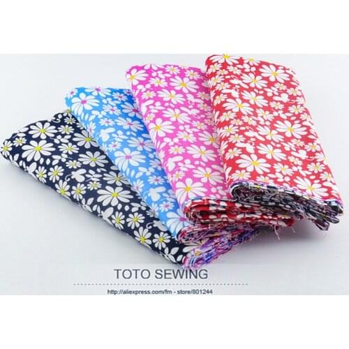 4 Designs 70cmx50cm Cotton Poplin Fabric 4 color Kawaii daisy clothing fabrics for dress quilting tissue patchwork textiles