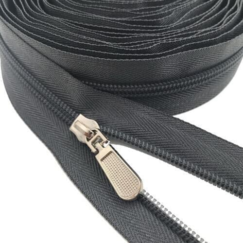 5# 5 Meter Nylon Coil Zippers with 10pcs Zipper Pulls for Sewing Sports Coat Bag Garment Clothing Accessory
