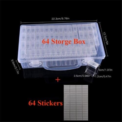 New Plastic Diamond Painting Accessories 64pcs Box Container Storage Box Diamond embroidery Holder Daimond painting Box