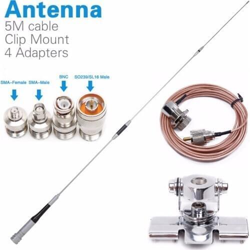 Diamond SG-7500 Dual Band Antenna+Clip Mnout +SMA-F/SMA-M/BNC/SL16 4 Adapters for Baofeng UV-5R UV-82 Walkie Talkie Mobile Radio
