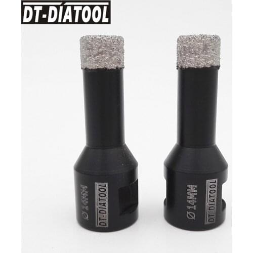 2pcs M14 14mm Diamond Dry Drilling Core Bits M14 Thread Crown Porcelain Ceramic Tile Drill Bits Granite Marble Hole Saw