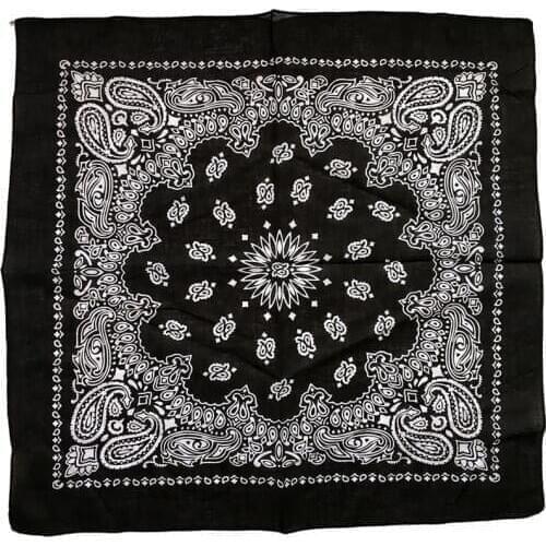 New Fashion Hip Hop 100% Cotton Bandana Square Scarf Black Paisley Bicycle Headband Printed For Women/Men/Boys/Girls