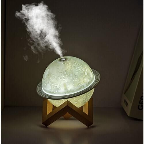 White Mini Planet Air Humidifier USB Ultrasonic Aroma Essential Oil Diffuser Home Office Diffuser Humidifier with Romantic Light